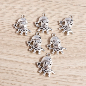 Set of six vintage silver clown charms in zinc alloy for DIY necklaces and bracelets