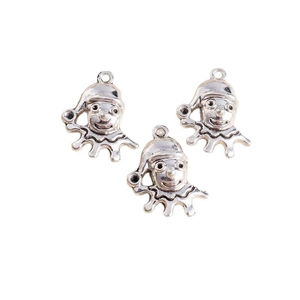 Three vintage silver clown pendants for DIY jewelry necklaces and keychains crafts