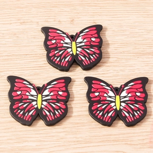 Three-piece black butterfly DIY charms with colorful patterns for jewelry making