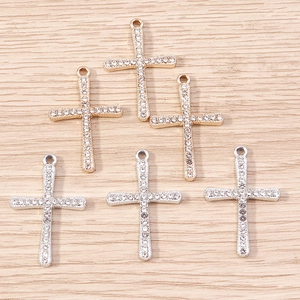 Pendentifs en forme de croix avec strass en or et argent pour la création de bijoux