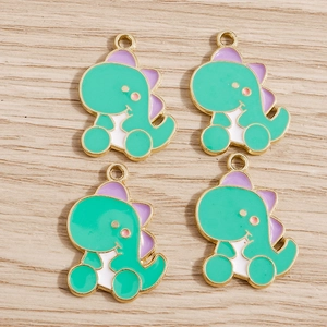 Cartoon Dinosaur Alloy Enamel Charms Drip Oil Pendants For Necklace Bracelet Earring Jewelry Making Accessories