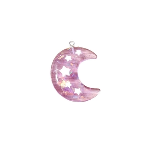 Colgante de luna púrpura con purpurina y estrella para creación de joyas DIY