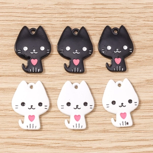 Mignons Pendentifs en Alliage de Chat en Émail Breloques Animaux Cœur Rose pour Fabrication de Bijoux DIY Collier Bracelet Femme