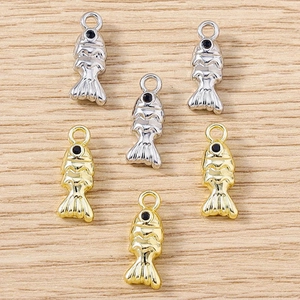 Pendentifs en forme d'écailles de poisson dorés et argentés pour la création de bijoux
