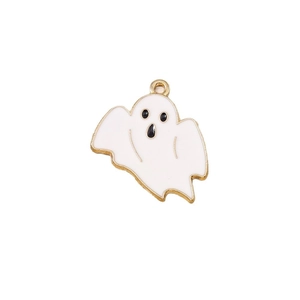 Pendentif fantôme Halloween en émail blanc et métal doré pour la création de bijoux DIY