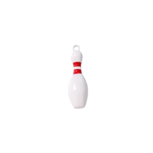 Pendentif quille de bowling miniature avec rayures rouges et boucle pour bijoux DIY