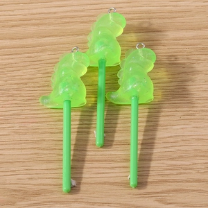 Pendentif dinosaure vert translucide avec paillettes pour colliers et porte-clés DIY