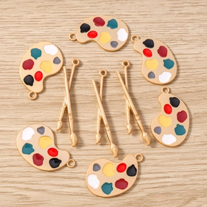Pendentifs DIY en Alliage de Zinc Palette et Pinceau Émail pour la Fabrication de Bijoux Porte-Clés Collier Accessoires