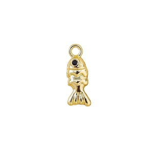 Pendentif poisson doré détaillé avec texture d'écailles pour création bijoux DIY