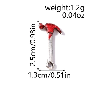 Halloween-Anhänger in Hammerform aus Silber-Rot-Legierung mit Öse für DIY-Schmuckherstellung