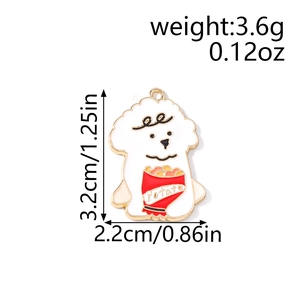 Detailed size specifications of enamel dog pendant with 3.2cm height and 2.2cm width