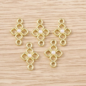 Lot de 5 connecteurs bijoux fleurs dorées avec perles pour bracelets et colliers DIY