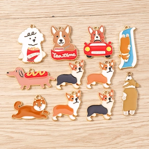 Cartoon Dog Enamel Alloy Charms Pendants DIY Jewelry Accessories Corgi Dachshund Poodle Shiba Inu Drip Oil Metal Hanging Ornaments