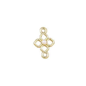 Pendentif fleur géométrique dorée avec perle et doubles boucles pour bijoux DIY