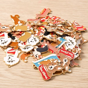 Detailed macro view of colorful cartoon dog alloy charms for DIY jewelry and crafts