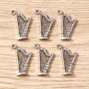 Détails de pendentifs harpe en alliage argenté avec strass pour création de bijoux