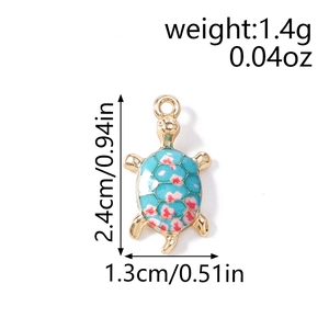Blue enamel sea turtle charms in gold alloy for DIY jewelry making and pendants