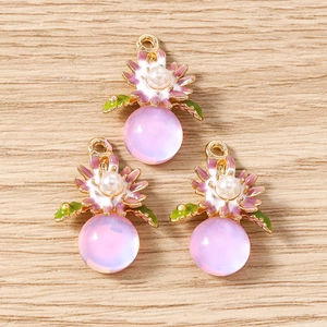 Pendentifs fleur de cerisier rose avec perles en résine pour la création de bijoux