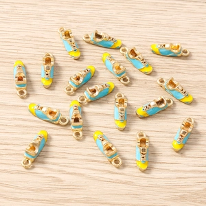 Detail showing dual loops on sky blue sneaker alloy charms for DIY jewelry making