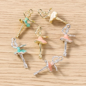 Ballet Girl Alloy Enamel Charms Pendants Drip Oil Dance Girl Pendants For DIY Jewelry Necklace Bracelet Jewelry Making Accessories