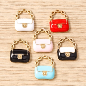 Mode Alliage de Zinc Émail Mini Sac à Main Breloques Pendentifs Pour DIY Fabrication de Bijoux Boucles d'Oreilles Collier Porte-clés Accessoires