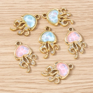Pendentifs méduses dorés avec résine et strass pour la création de bijoux DIY