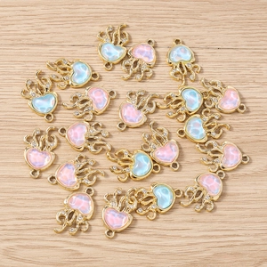 Pendentifs méduses en résine avec bordure dorée et strass pour la création de bijoux DIY