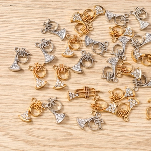 Détails de pendentifs cor en or et argent avec strass pour la création de bijoux DIY
