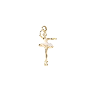 Cartoon ballerina girl pendants in gold alloy with white enamel for DIY jewelry making