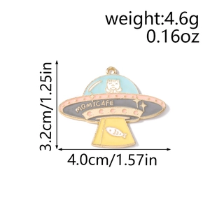 Σμάλτο μενταγιόν UFO για κοσμήματα DIY σε παστέλ ροζ, μπλε, γκρι και κίτρινους τόνους