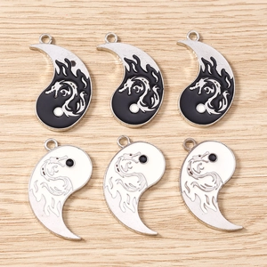 Chinese Style Yin Yang Tai Chi Pendants Alloy Dragon Pattern Enamel Charms For DIY Necklace Bracelet Earrings Jewelry Making
