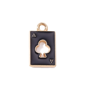 Gouden klaver aas poker hanger met zwart emaille voor het maken van DIY sieraden