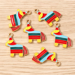 Multicolor Pinata Horse Animal Enamel Pendants Zinc Alloy DIY Jewelry Accessories For Necklace Bracelet Keychain Making