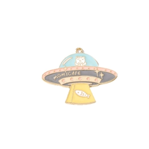 Pendenti UFO smaltati colorati con gatto e pesce per creazione di gioielli fai-da-te