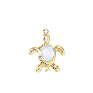Pendentif tortue dorée avec pierre de lune pour création de bijoux DIY et colliers