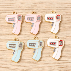 Thermometer shaped alloy pendants in pink and blue for DIY jewelry making and crafts