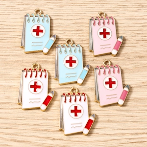 Enamel Medical Notebook Charms Zinc Alloy Nurse Record Book Pendants DIY Necklace Bracelet Keychain Jewelry Making Accessory