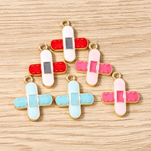 Colorful cross bandage enamel charms in red, pink, blue for DIY jewelry making