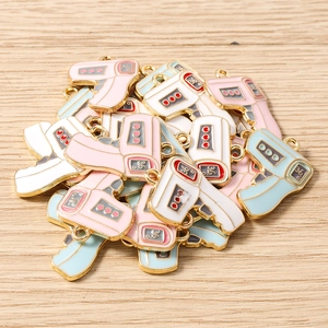 Detail of colorful enamel forehead thermometer charms for DIY jewelry making accessories