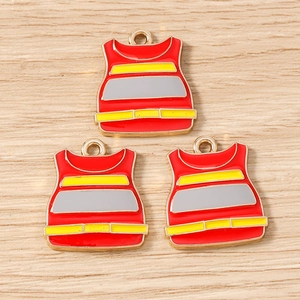 Close-up of red high-visibility vest alloy charms for DIY jewelry making and crafts