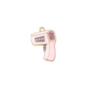Pink infrared thermometer charm pendant in gold-plated alloy for DIY jewelry
