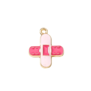 Creative band-aid shaped enamel pendants in pink and gold for DIY jewelry making