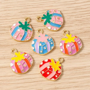 Set of 6 colorful enamel cactus charms with gold plating for DIY jewelry making