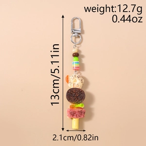 Dimensions détaillées du porte-clés kebab de fruits avec poids et mesures de taille