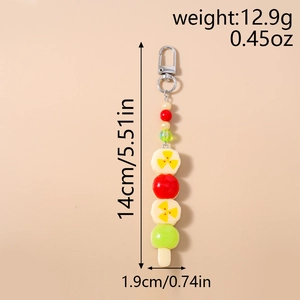 Détails sur les dimensions et le poids du porte-clés perlé créatif en forme de fruit