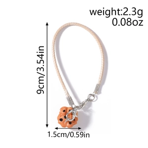 Detailed size view of a realistic cookie pendant phone strap with 9cm length measurements