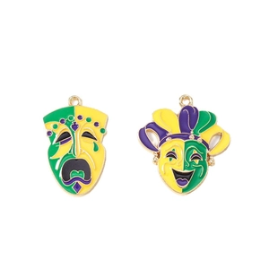 Goldene Emaille Komödie und Tragödie Drama Maske Anhänger für DIY Schmuck und Halsketten
