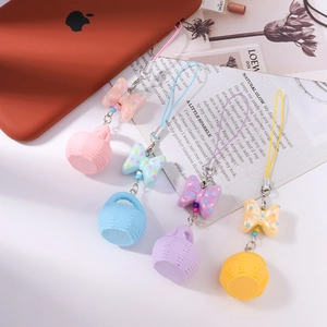 Lot de breloques de téléphone avec nœuds et paniers en rose bleu violet et jaune