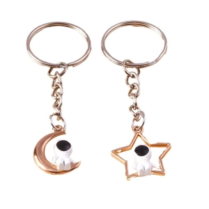 Lot de porte-clés astronaute avec lune et étoile en or rose pour sacs et clés
