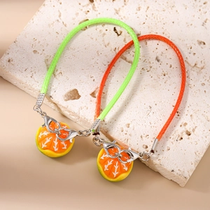 Fresh handmade fruit charms with orange slice pendants and colorful braided rope